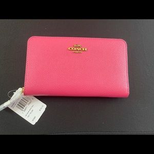 Coach Hot Pink Medium Zip Around Wallet